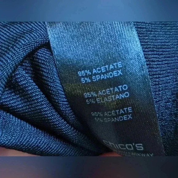 Chicos Travelers 2 Faux Wrap Dress Size Large Black Knit V-neck 3/4 Sleeves - Picture 9 of 11